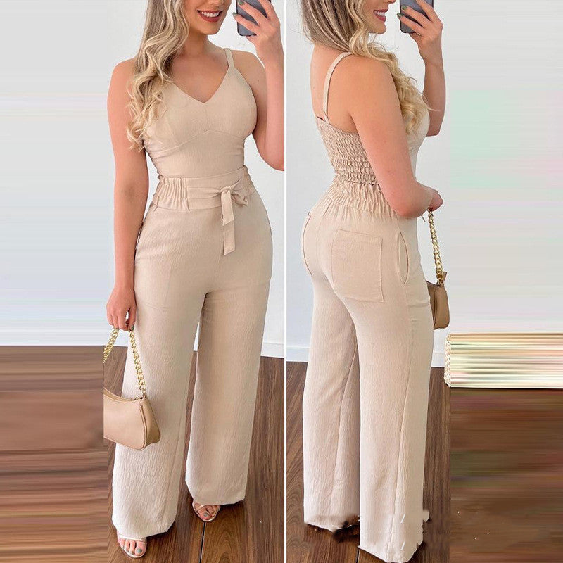 Women's Camisole Straight-leg Pants Casual Suit Set
