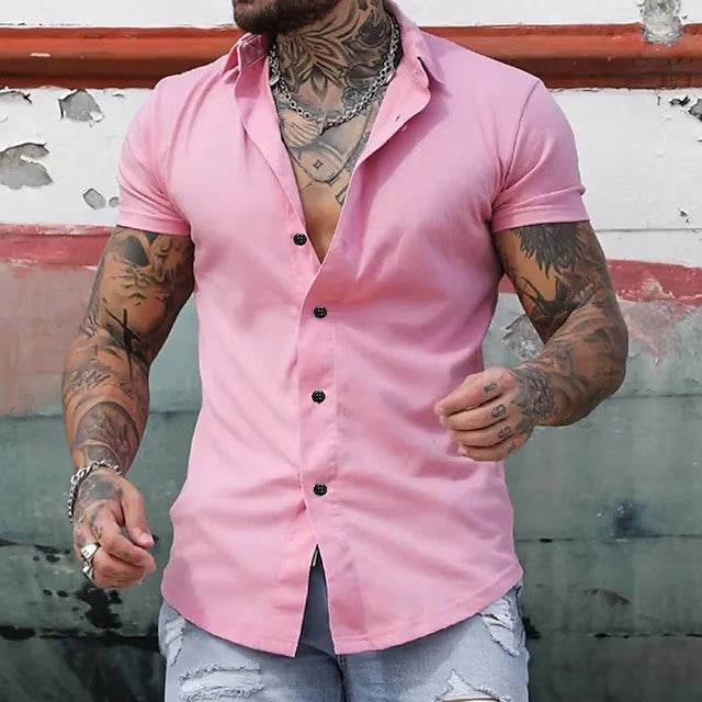 Simple Summer Men's Casual Solid Color Shirt in Various Colors