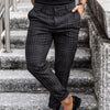 Plaid Print Pants Men's Casual Trousers Loose And Thin Fit